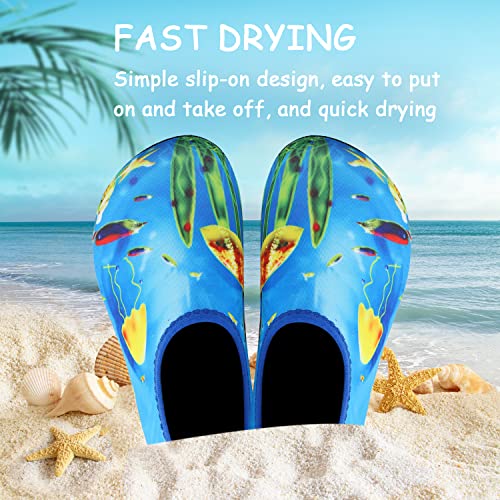 Image of ANLUKE Kids Boys Girls Water Shoes Barefoot Aqua Socks Fast Dry Beach Swim Outdoor Sports Shoes for Toddler (Seafish 32 /33)