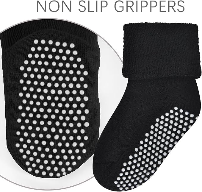 Baby Kids Unisex Socks with Grips,Winter Terry Thick Warm Socks (Pack of 4) (1-2 Years) 2