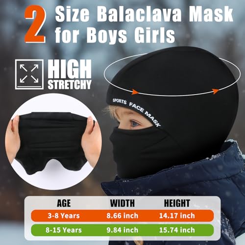 Labeol 2 Pack Kids Balaclava Ski Mask, Winter Face Mask for Boys Girls, Windproof Face Cover with Adjustable Drawstring2