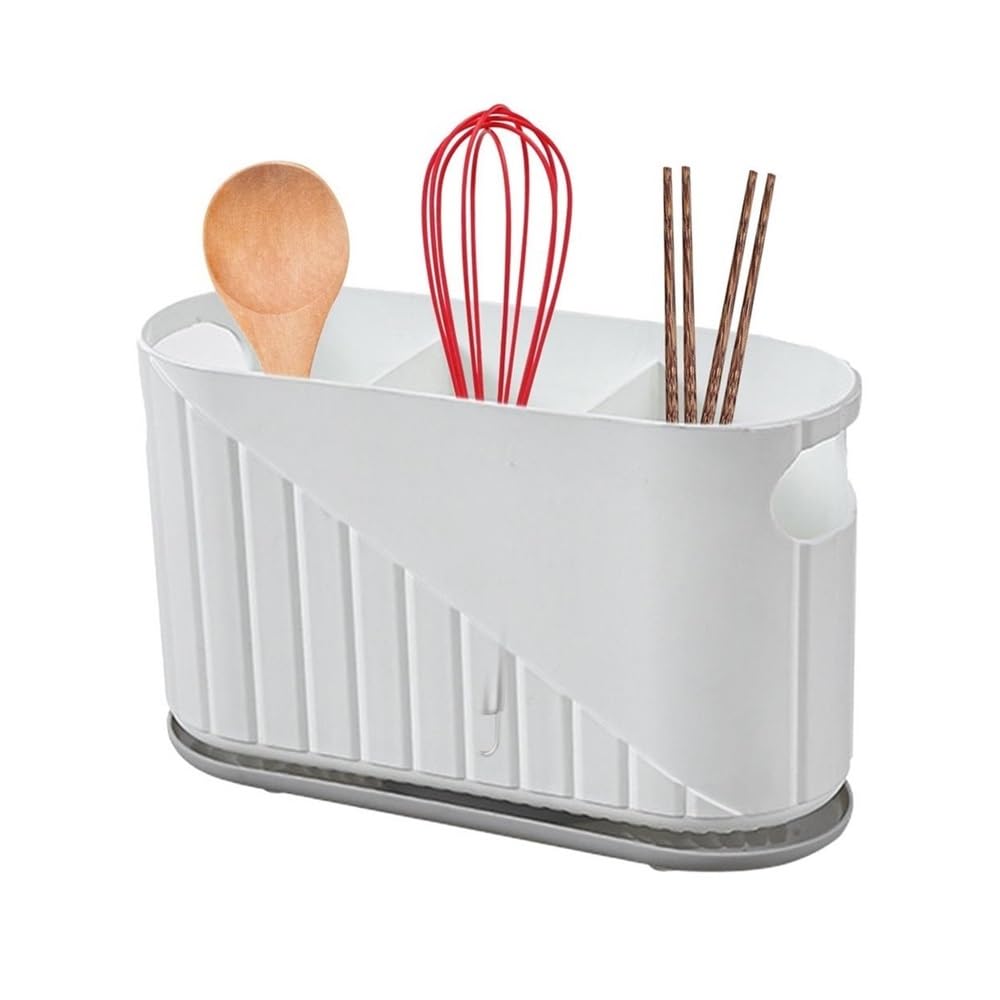E7v2t9k6 White Cooking Utensil Holder Spoons And Forks Organizer Utensil Drying Holder Kitchen Spoon Compact Draining Chopstick Cage Cutlery Cutlery Organizer(White)