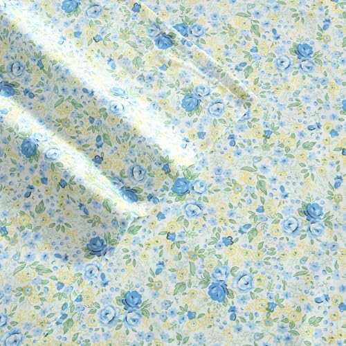 Image of Laura Ashley - Queen Sheet Set, Ultra-Soft Bed Sheets with a Naturally Silky Smooth Cotton Sateen, Deep Pockets, Floral Bedding with Matching Fitted Sheet & Pillowcases (Rownea Blue)