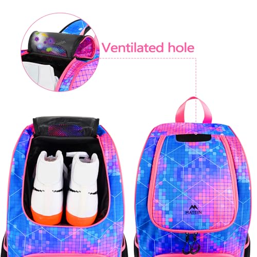 MATEIN Basketball Bag, Sturdy Soccer Bag with Ball Holder & Shoe Compartment, Large Basketball Backpack for Training Equipment, Water Resistant Sports Ball Backpack Fits Volleyball Football, Colorful3