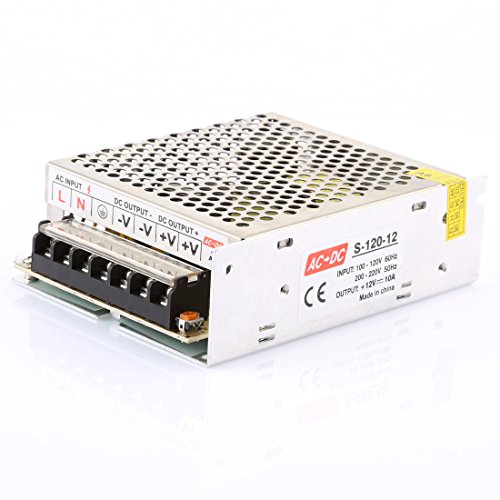 LEDMO 12V 10A 120W Transformador de Potencia, Fuente de Alimentación, Transformador de Voltaje para la Tira de LED