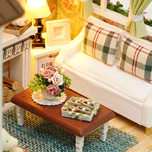 Kit maison de poupée miniature à monter soi-même puzzle 3D bois avec LED