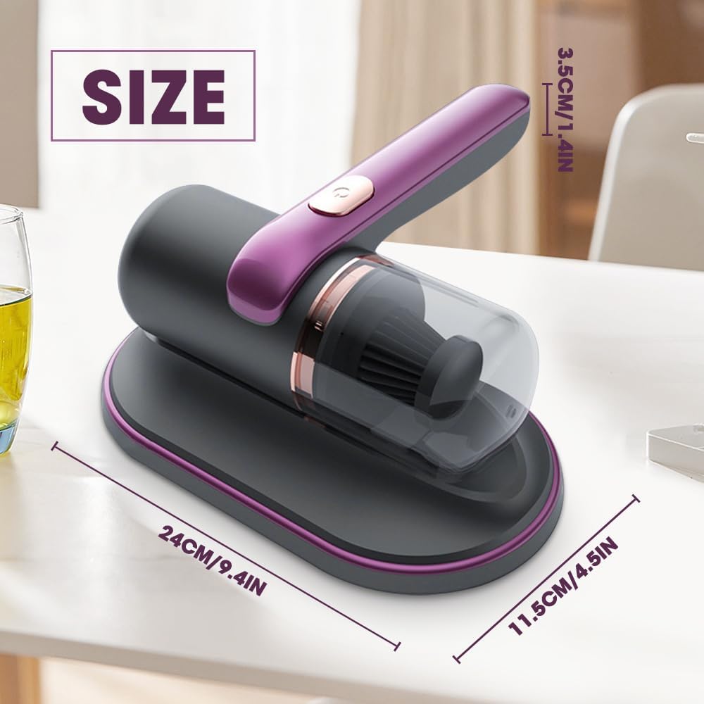 Aspiradora inalámbrica de mano, limpiador de colchón desinfectante UV mejorado, instrumento de limpieza profunda de 10 Kpa para camas, almohadas, sofás, eliminación fuerte de alta frecuencia