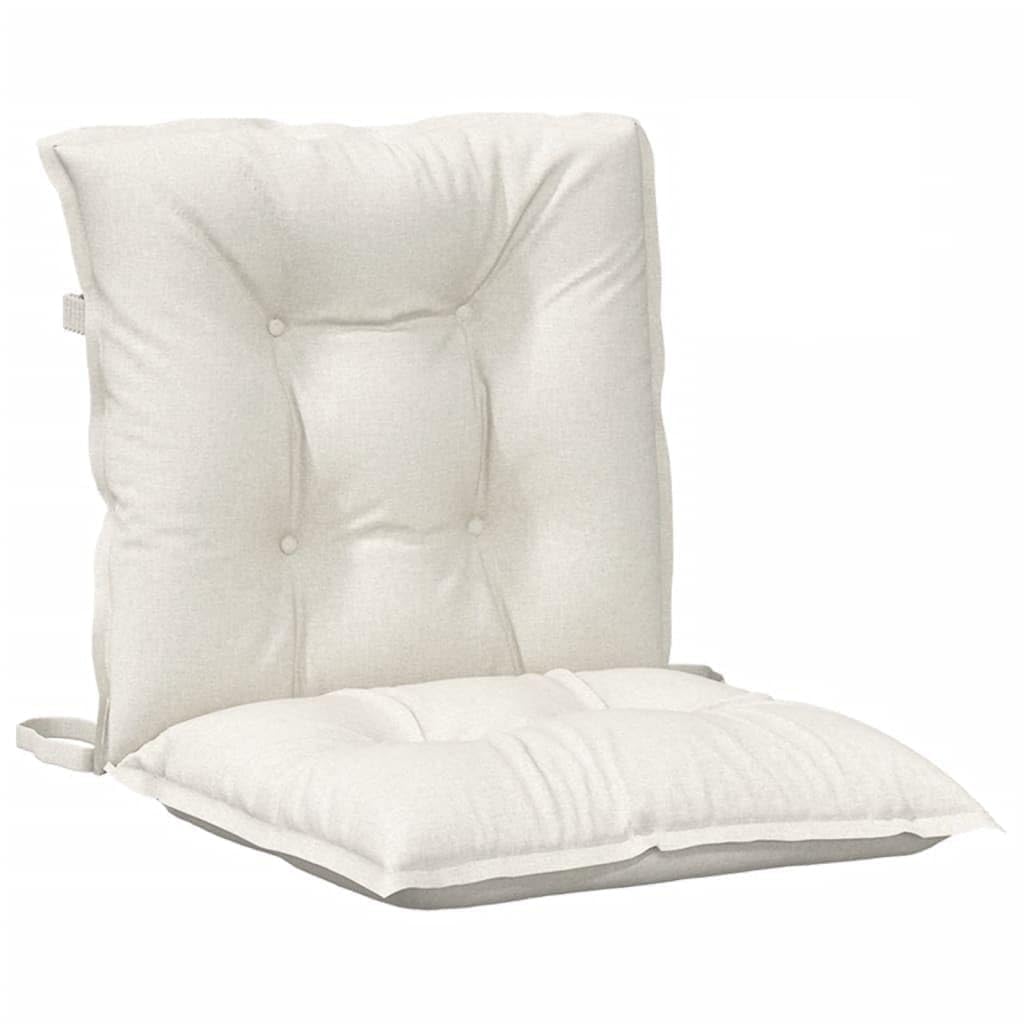 4er Set Niedriglehner-Auflagen Melange Creme 100x50x7 cm Bequeme Stuhlkissen mit Haltebändern und Gummizug für Gartenstühle Polsterauflagen für Terrassenstühle aus Stoff