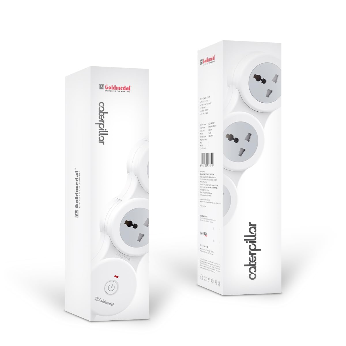 Caterpillar 3+1 Power Strip | 3 Universal Sockets | Master Switch with LED Indicator | Safety Shutter | 1.8-Meter Extension Cord | Extension Board for Home & Office