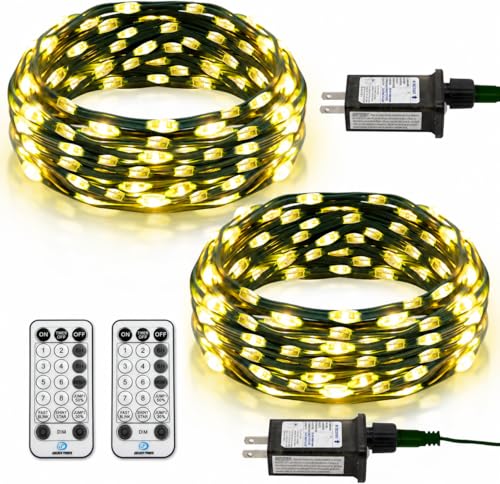 2 Pack Fairy String Lights Plug in 33Ft Green Wire 100 Micro Starry LED Outdoor String Lights with 8 Modes Timer IP68 Waterproof Twinkle Lights for Bedroom Garden Christmas Home Decor (Warm White)