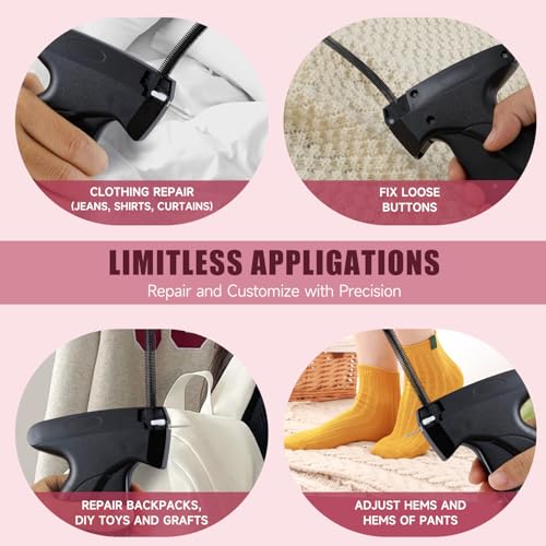 Image of Black Quick Stitch Sewing Gun - Includes 6 Mini Needles and 4000pcs Fasteners (2000 Black & 2000 White) Clothing Stitch Gun Quick Stitchy Sewing Kit