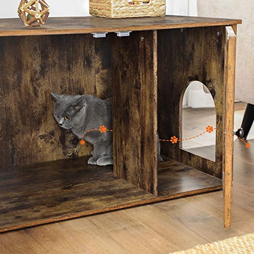 Feandrea Cat Litter Box Enclosure, Litter Box Furniture Hidden with Removable Divider, Indoor Cat House, End Table, 31.5… - Image 5