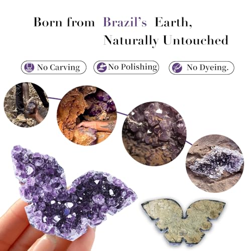 BAOHEN A Symbol of Healing – Amethyst Crystal Butterfly Healing Crystals Gifts for Women, Spiritual Decor, Crystals Healing Stones for Meditation and Transformation, Large 2"x2.1" - Image 3