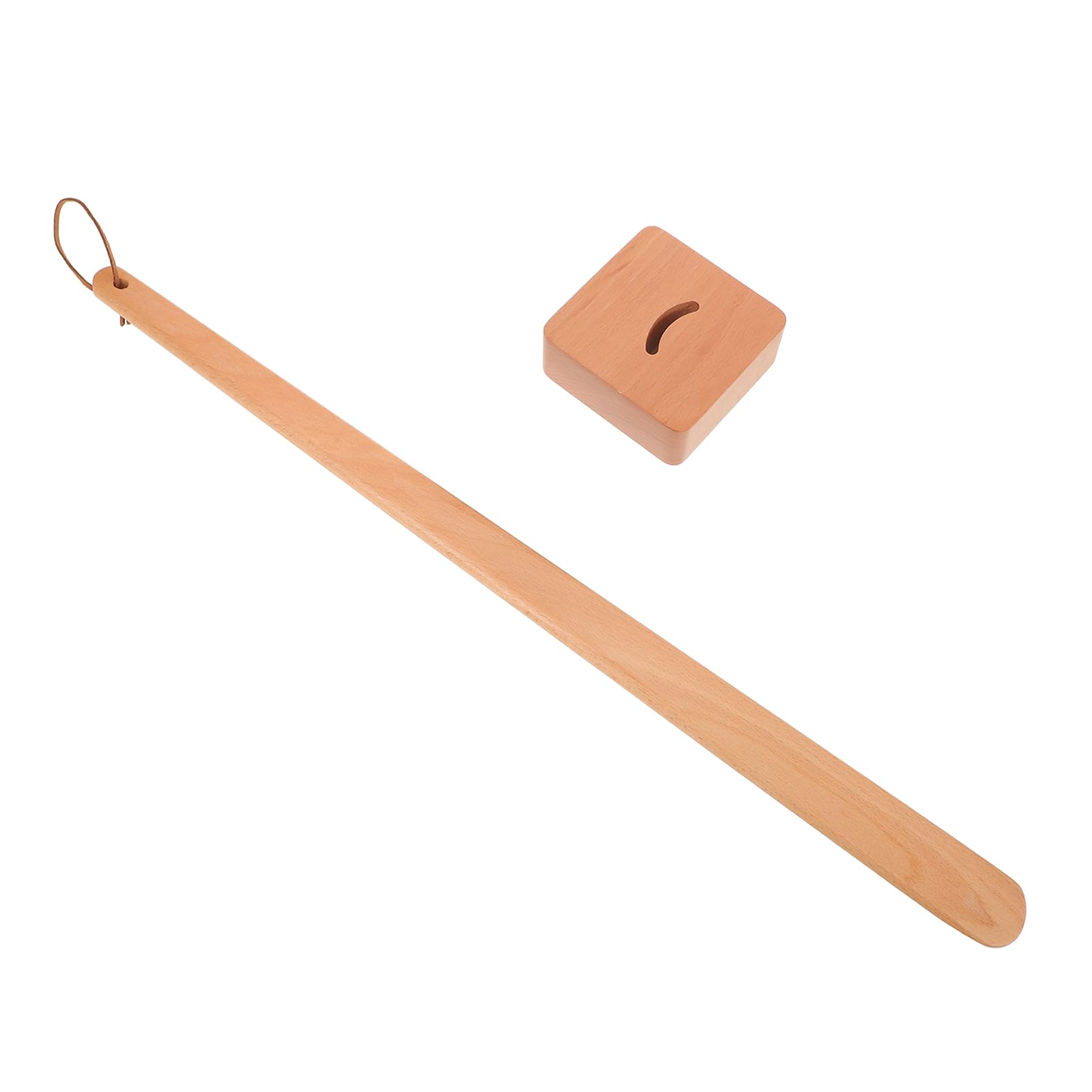 TEHAUX Calzascarpe e Base Stabile con Manico 55 Cm in Legno Strumento per Indossare Scarpe Facile da Usare Accessorio per Anziani, Donne Incinte