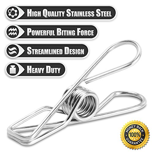 80pack Clothespins Tiny Metal Stainless Steel Clothespin, Multipurpose Peg Clothes pin 2.2" for Laundry Clothes from Socks, Scarves to Jeans, Uniform Heavy Duty Clothespin&Decorative clothespins - Thumbnail 3