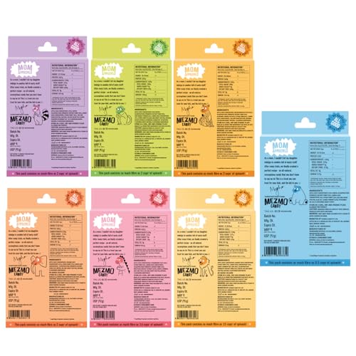 Image of MEZMO Vegan Fruit Jellies (280g, Pack of 7) | Natural Gummies for Kids & Adults | Zero Added Sugar, Gluten Free | Healthy Prebiotic Gut Friendly Snacks - Strawberry, Orange, Lemon, Mango, Apple, Raw mango, Peppermint