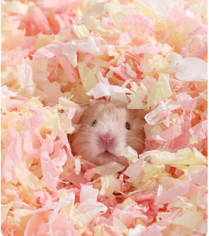 [Ｇｉｘｎｏｃ]ハムスター用ベッド材 原木パルプ紙綿 無塵アレルギー対策 柔らかく暖かい 吸水性 (ライトブルー,1200グラム)