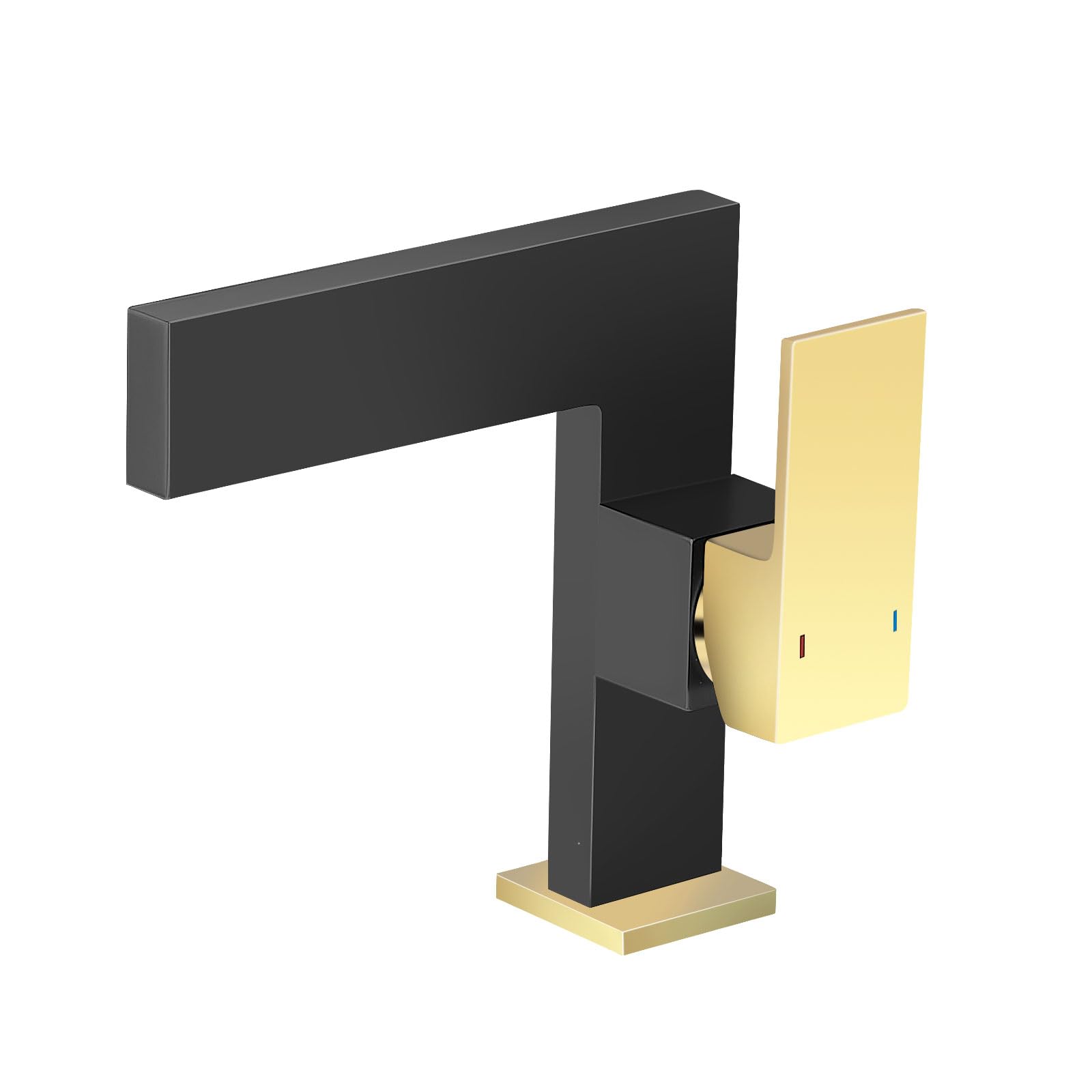 Black Gold Bathroom Sink Faucet Ultra Thin Design,Single Handle Vanity Faucet for Bathroom Sink,1 Hole Lavatory Basin Faucets Solid Brass(Gold-Black)