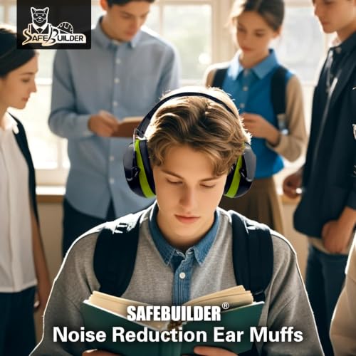 Image of SAFEBUILDER Ear Muffs Noise Reduction SNR 33dB Adjustable Lightweight Safety Earmuffs Sound Proof Noise Cancelling ANSI