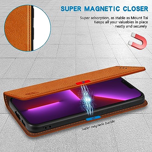 Image of ZZXX for iPhone 13 Pro Max Wallet Case Strong Magnetic 6.7 inch,Brown