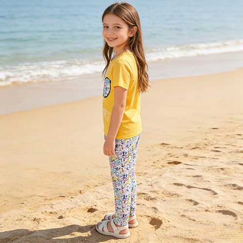 Image of 4-7T Kids Toddler Girls Print Outfits Short sleeved Flower Printed Top+Flower Print Pants Set