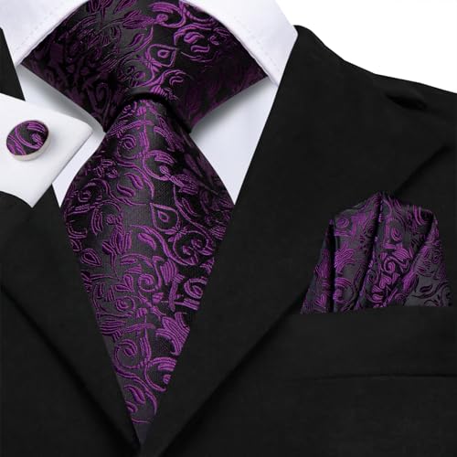 Image of Hi-Tie Mens 70inches Tie Set Extra Long Necktie for Men Cufflinks Handkerchief Big Tall Men Business Wedding