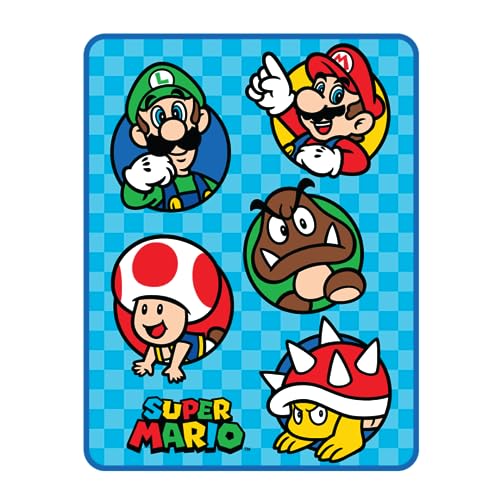 Franco Nintendo Super Mario Gaming Kids Bedding Super Soft Micro Raschel Throw 46 in x 60 in (Official Licensed Product)