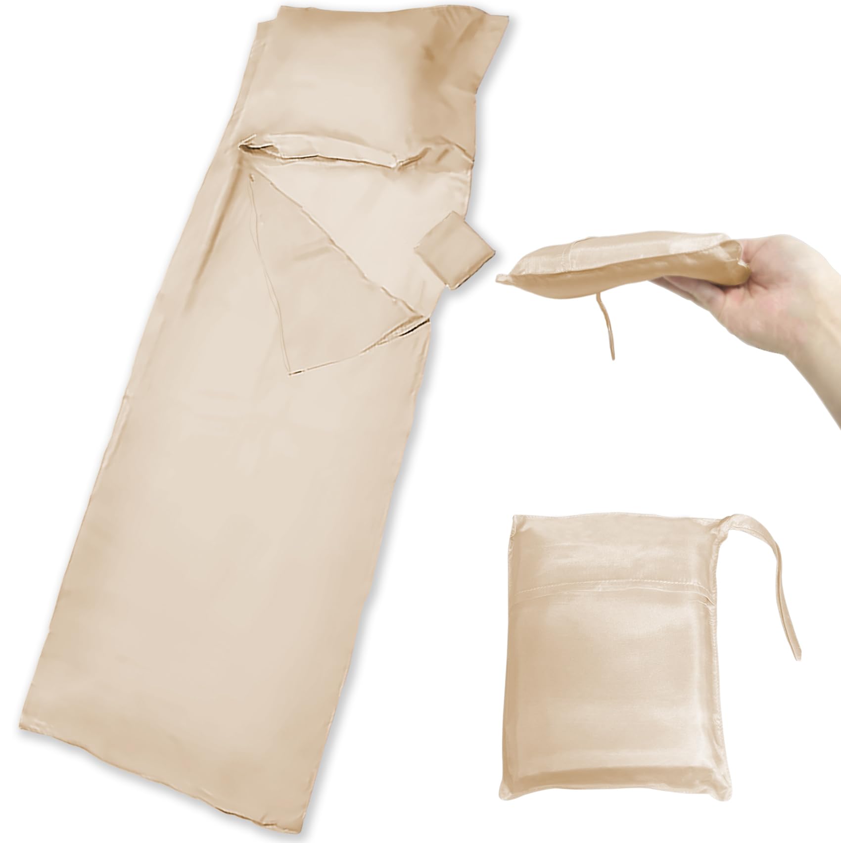 SUKUMOPRO 天然シルク製 インナーシュラフ シーツ A6ランク100% 軽量 旅行 ホテル 180g 夏 冬 キャンプ ダニ 虫よけ 女性 丸洗い可 寝袋 防災 85cm×200cm (シャンパンゴールド) Amazon | SUKUMOPRO 天然シルク製 インナーシュラフ シーツ A6ランク