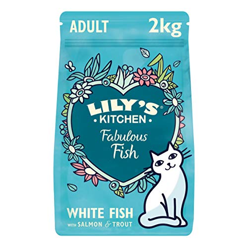 Lily's Kitchen witvis en zalm Vissersfeest - Volledig diervoeder voor volwassen katten, 2 Kg