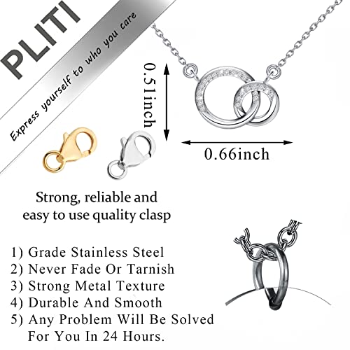 PLITI Friendship Necklace Best Friend Gift Bestie Gift Double Interlocking Circle Pendant For Friends2