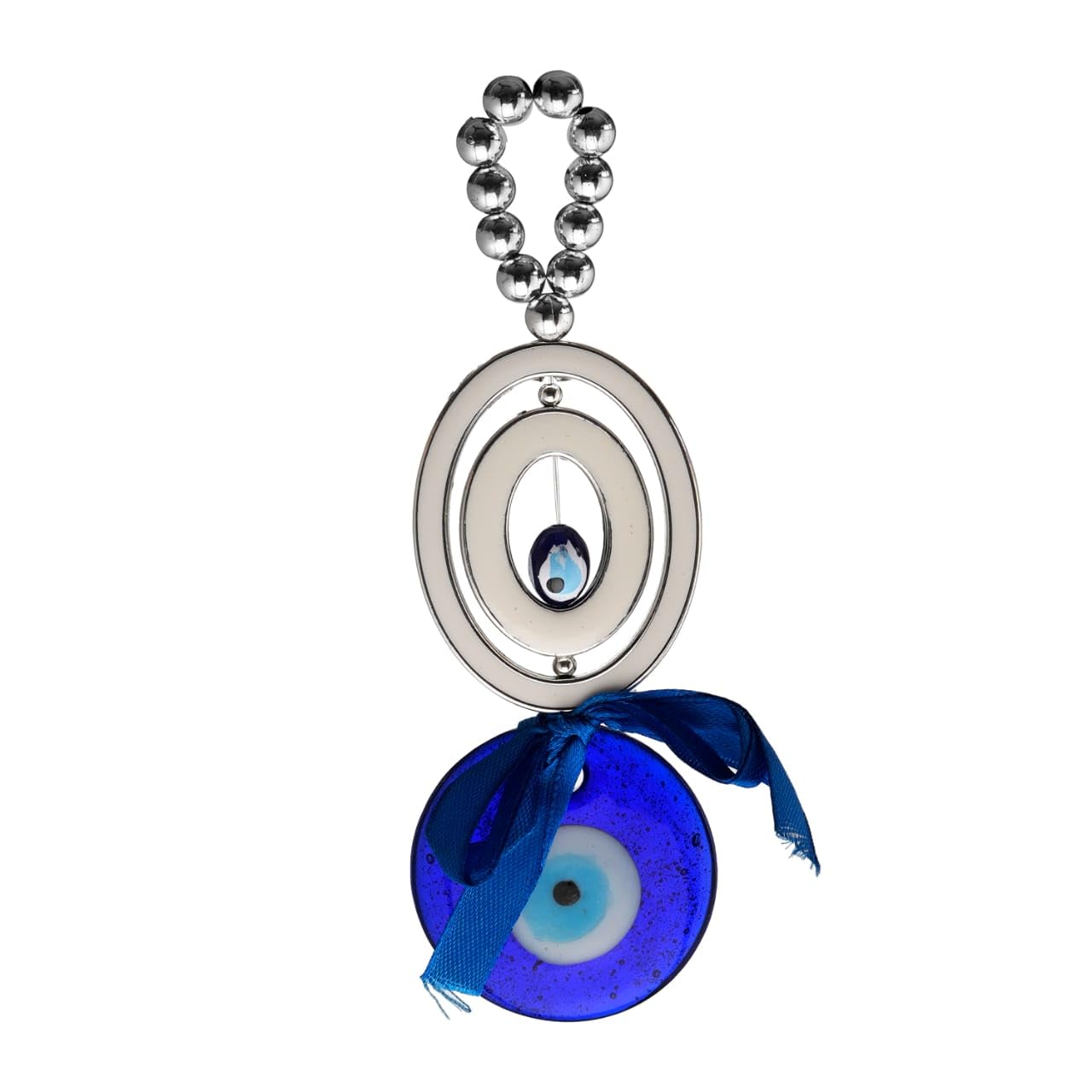 RABARIKAAEvil Eye Protection Amulet: Handmade Blue Glass Evil Eye Wall Hanging for Warding Off Negative Energy, Blessings, and Good Luck - Unique Decorative Talisman to Bring Positivity