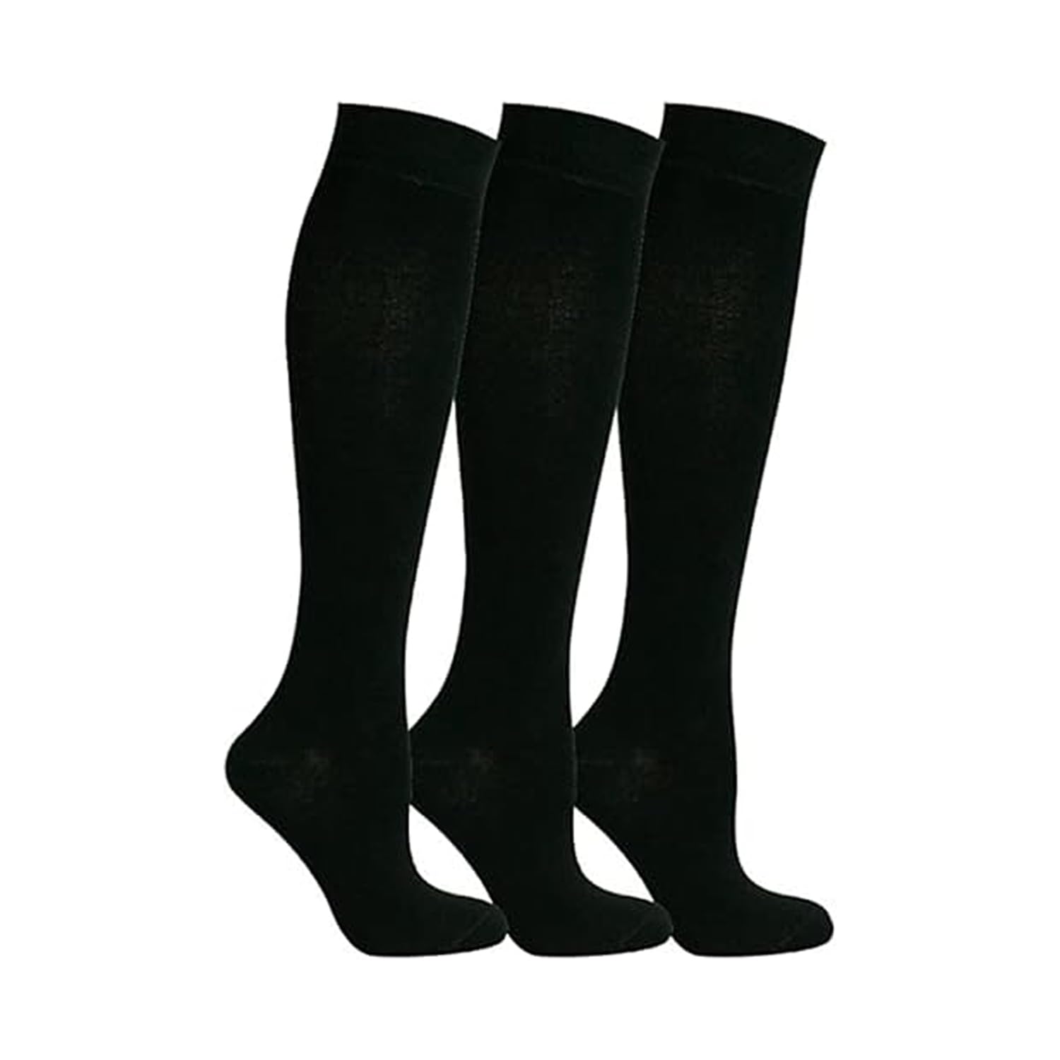 The Fancy Dress® Lot de 3 paires de chaussettes montantes unies pour fille - En coton riche - Couleurs unies - Bas uniformes longs pour enfants