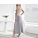 Fashion 2023 Summer V-Neck Sleeveless Long Office Dress Women High Waist Tunics Slit Shiny Evening Party Dresses Female Silver