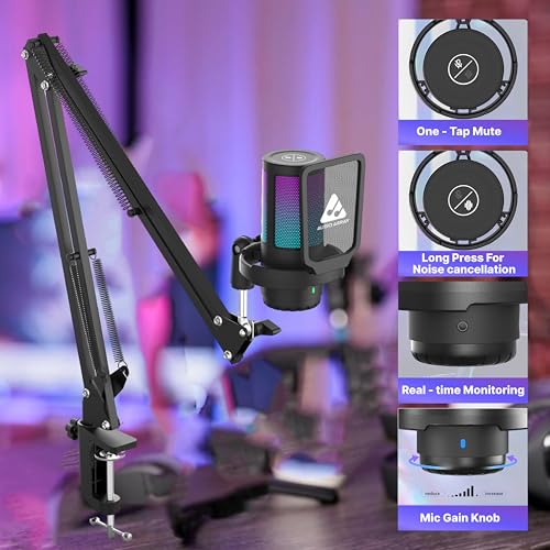 Audio Array AM-C46 Professional RGB USB Condenser Microphone Kit | Noise-Cancellation, Mute, Monitoring & Volume Controls | 192kHz/24bit Studio... - Image 3