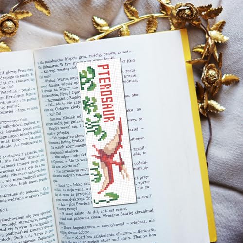 Image of FREEBLOSS 6 Set Cross Stitch Bookmark Kit Cartoon Dinosaur Stamped Cross Stitch Kits for Beginners DIY Embroidery Bookmarks DIY Bookmark Kit for Adults Gift 6 * 20CM
