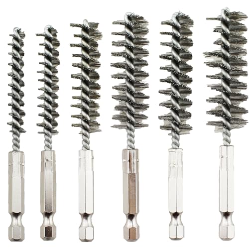 Image of TAODAN 6 Pieces Silver Stainless Steel Hole Brush Set 8 /10 /12 /15 /17 /19mm Pipe Cleaning Brush for Pipe Cleaning and Deburring