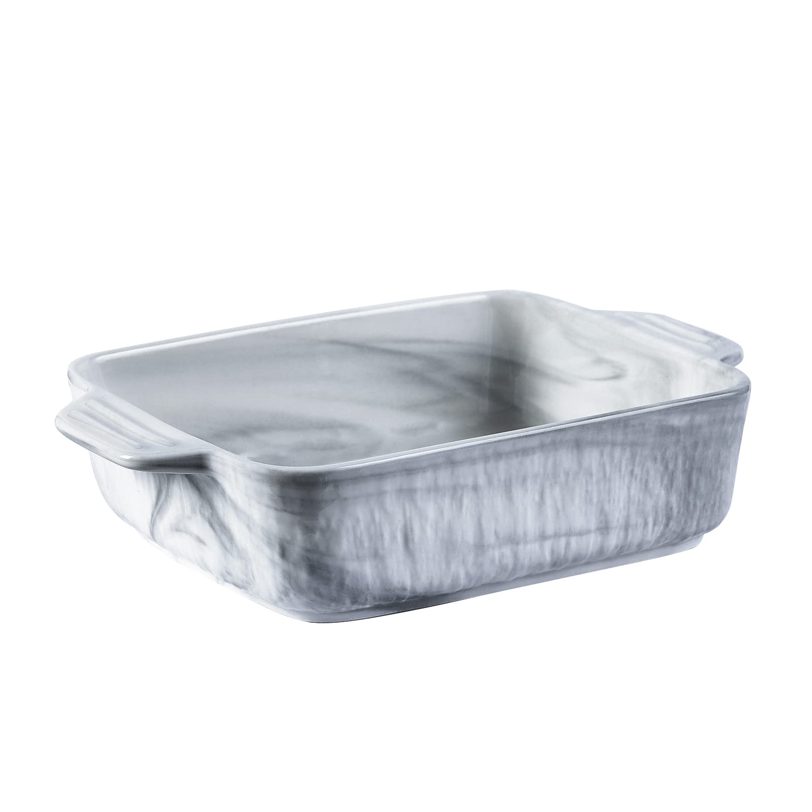 YunduGrey Marble Ceramics Baking Dish for Oven, Rectangular Casserole Dish Set for Cooking, 9.5"L x 5.5"W x 2.3"H