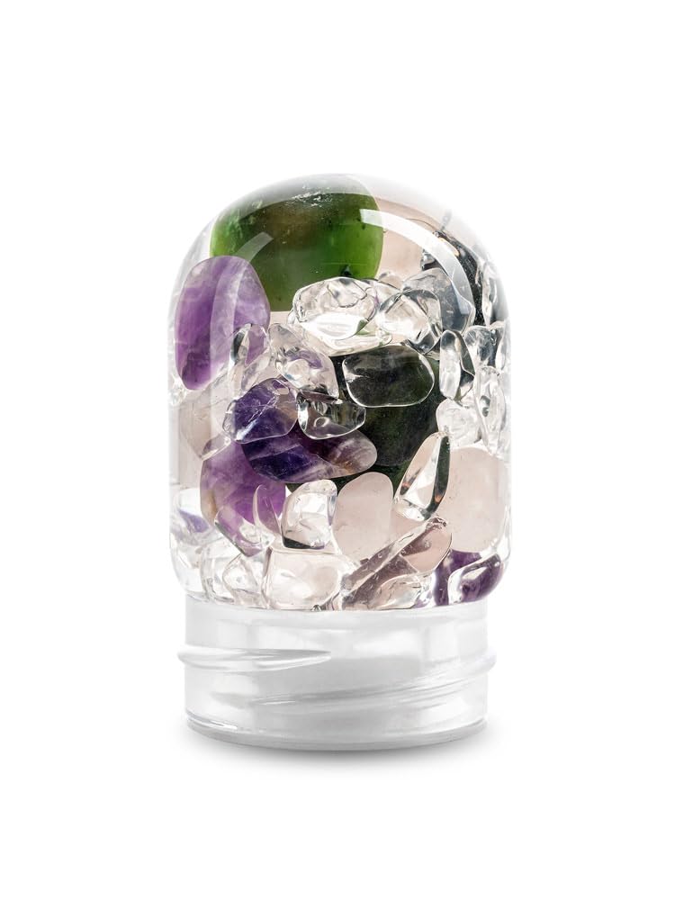VitaJuwel Sana Premium BEAUTY - Jarra de agua de cristal con amatista, cuarzo rosa, jade y cuarzo transparente, relajación, rejuvenecimiento y amor propio