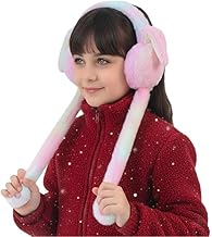 Winter Super Warm Fluffy Earmuffs | 3D Kitty Ears Faux Fur Plush Ear Warmers for Boys & Girls (Ear Moving) (Dark Pink)