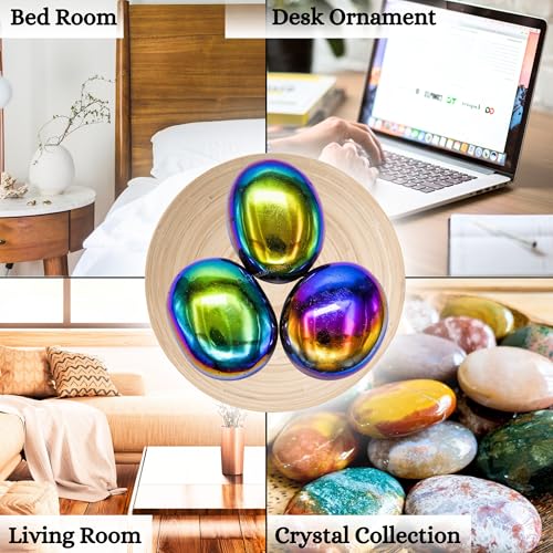 Image of Certified Titanium Aura Quartz Crystal Palm Pebbles Stones for Anxiety Stress Relief Massage - AAA Grade Original Healing Gemstone Agate Palm Stone for Yoga Meditation Spiritual Reiki Feng Shui