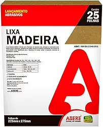Folha Lixa madeira Papel Bege Adere Lmd120 225mmx275mm - 25 Folhas