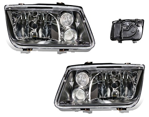 SPPC Headlights Black Assembly Set (W/Fog Lights) For Volkswagen Jetta - (Pair) Driver Left and Passenger Right Side Replacement Headlamp