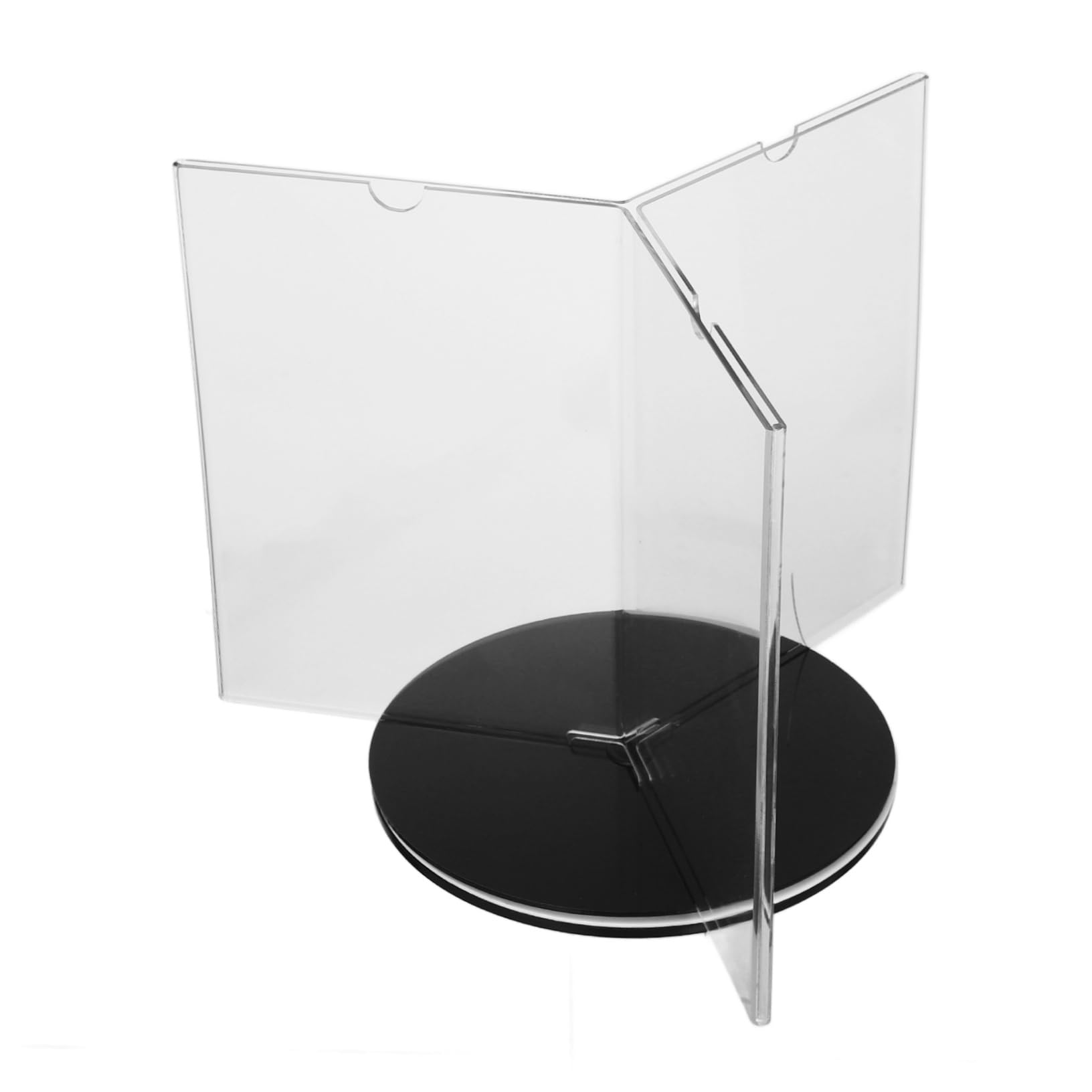 Lurrose Soporte para Menús Acrílico A5 con Base Giratoria, Portamenús Multilateral Elegante y Fácil de Instalar para Restaurantes y Banquetes