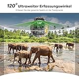 DEATTI Wildkamera mit Handyübertragung APP, 4K 48MP HD WLAN Bluetooth Wildkamera mit Bewegungsmelder Nachtsicht, 120 °Weitwinkel Wildtierkamera, IP66 Wasserdicht, 32GB SD Karte und 8*AA-Batterien