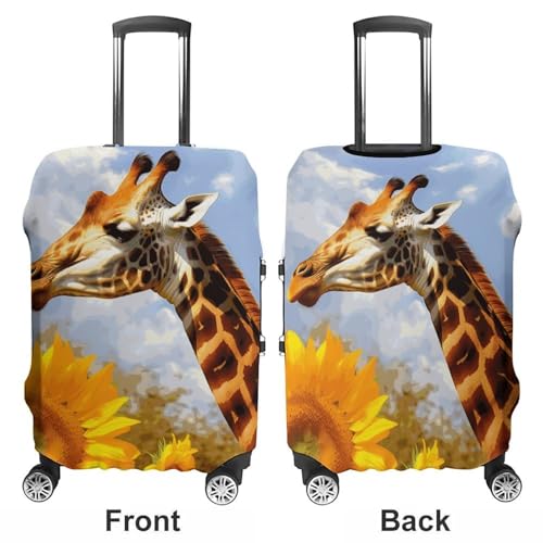 Giraffe And Sunflower Travel Luggage Cover Anti-scratch Suitcase Cover Elastic Suitcase Protective Cover Fits 19-32 Inch Luggage L3