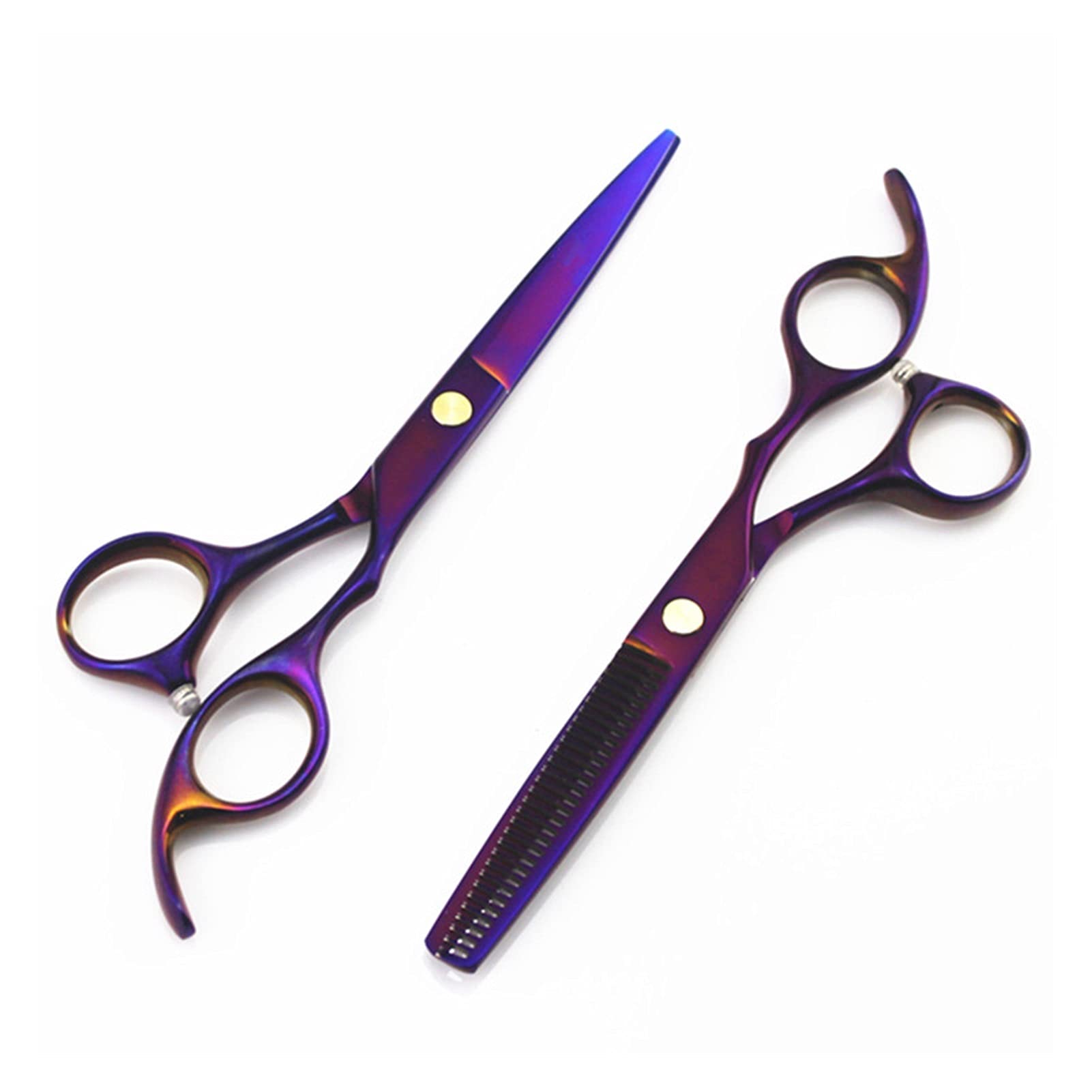 Tijeras para cortar el pelo de mascotas moradas de 7 pulgadas, tijeras para cortar el pelo de belleza, tijeras para cortar el pelo (juego B de 6 pulgadas)
