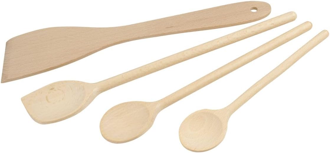 hollylife 5PCS Ustensiles de Cuisine en Bois pour Poêle antiadhésive