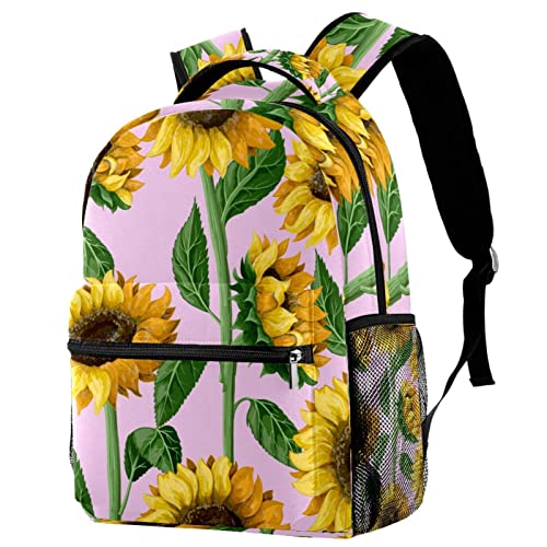 Mochila con patrón de flores de girasoles para la universidad y actividades al aire libre