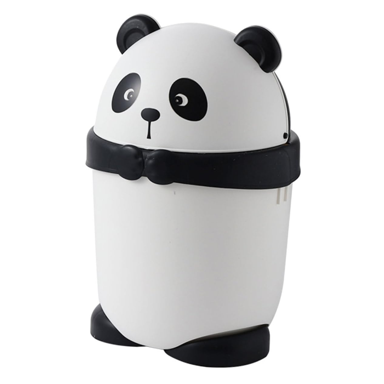 Ciieeo Mini Cubo de Basura de Plástico Tapa en Forma de Panda Diseño Encantador Función de Prevención de Olores para Habitación Infantil Adecuado para Cocina y Sala