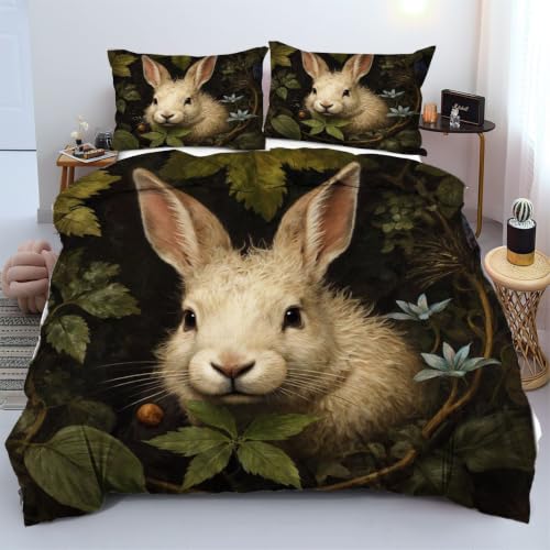 Parure de lit de qualité supérieure avec impression 3D lapin blanc 240x260