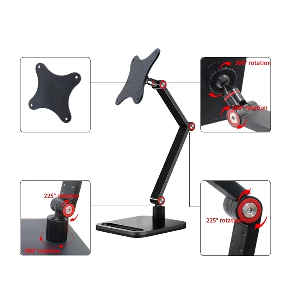 Podstawka pod monitor do biurka Portable Vesa Monitor Stand Aluminum Alloy Folding Arm Holder Desktop Display External Holder Mount for 17.3 inch Screen Bracket Stojak na monitor