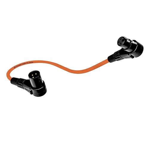 Cable XLR equilibrado de ángulo recto macho a hembra en ángulo recto  1 pie naranja  conector de micrófono Pro 3 pines de 90 grados para interfaz de